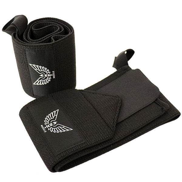 NZ Muscle Wrist Wraps, Black - Elastic/Velcro - Image 2