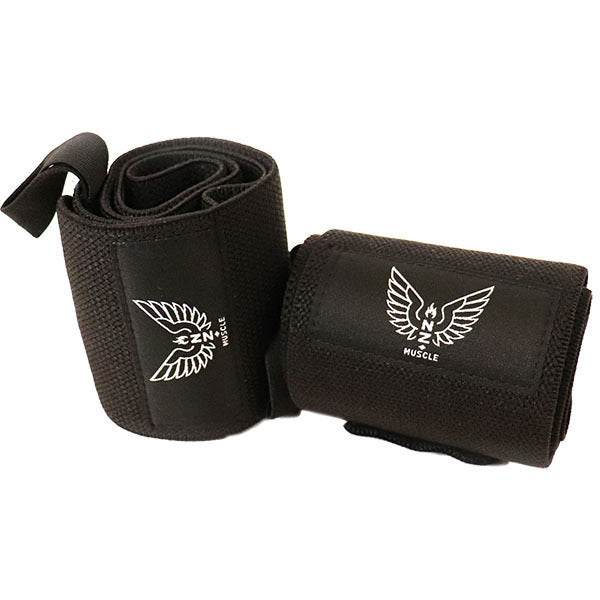 NZ Muscle Wrist Wraps, Black - Elastic/Velcro - Image 3