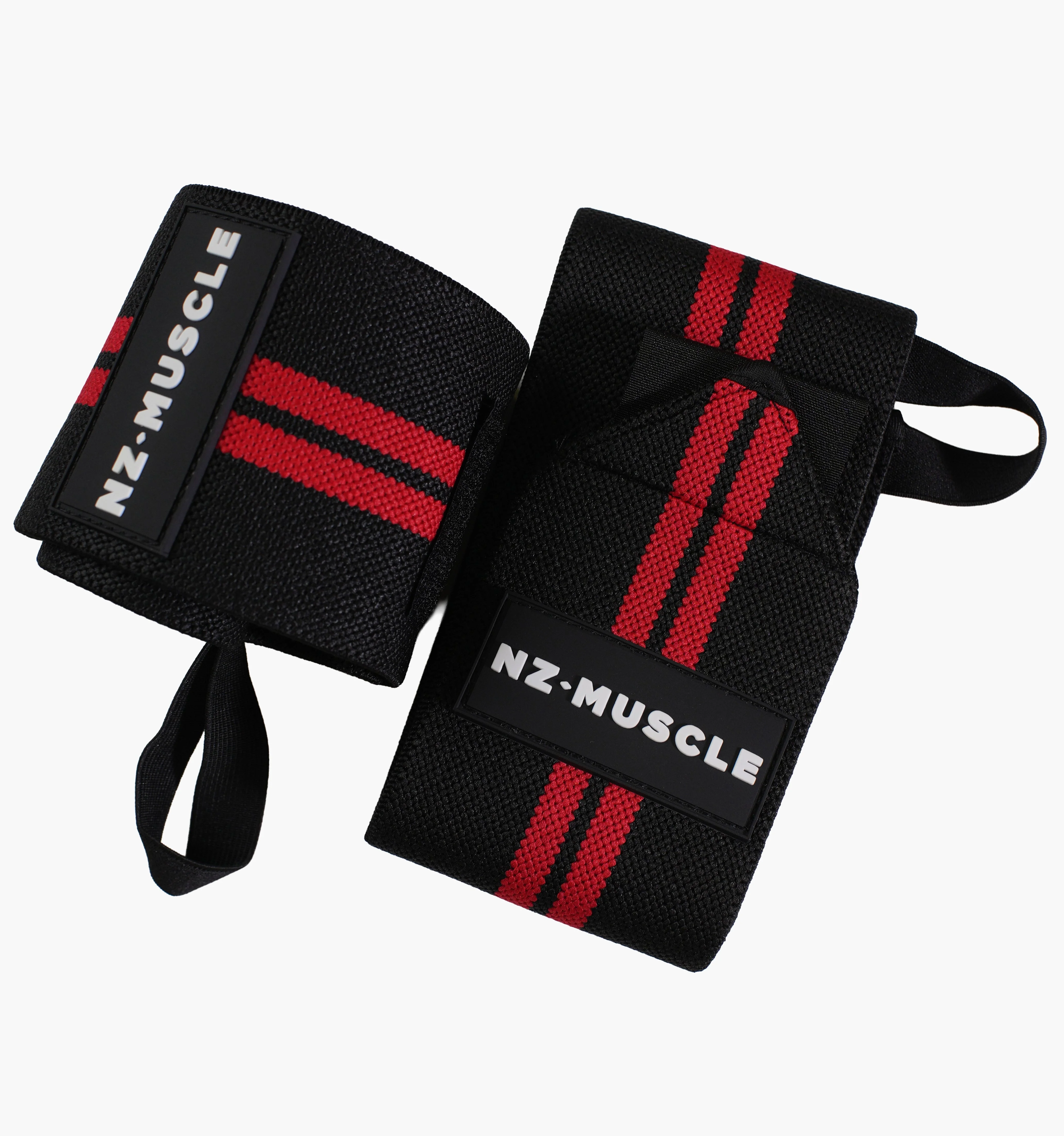 NZ Muscle Wrist Wraps, Black/Red - Elastic/Velcro - Image 5
